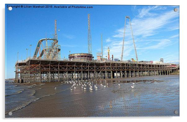  South Pier Blackpool Acrylic by Lilian Marshall