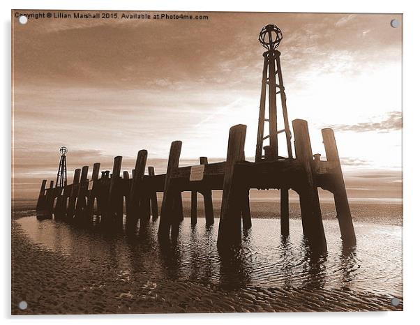  St Annes Pier in Sepia.  Acrylic by Lilian Marshall