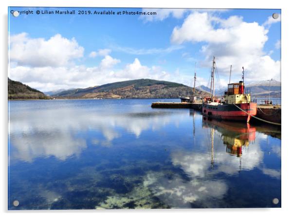 Inverary Harbour. Acrylic by Lilian Marshall