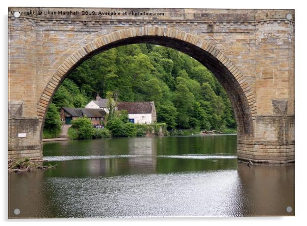 Prebends Bridge , Durham. Acrylic by Lilian Marshall