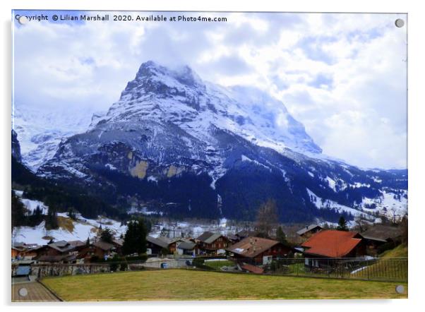 The Eiger. Switzerland.  Acrylic by Lilian Marshall