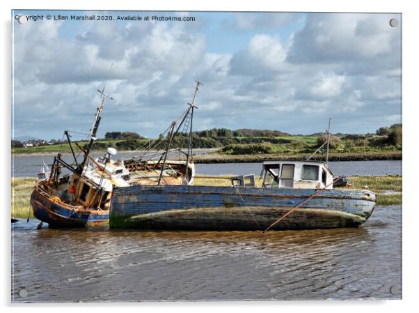 Wrecks in the River Wyre, Acrylic by Lilian Marshall