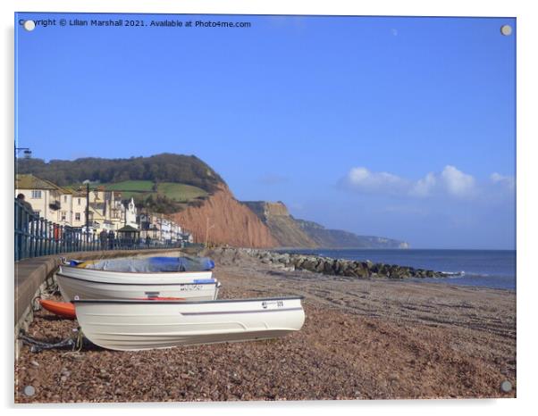 Salcombe Hill in the town of Sidmouth Devon .   Acrylic by Lilian Marshall