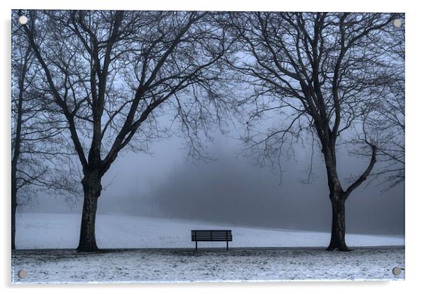 Bench in the park. Acrylic by Ray Hammond