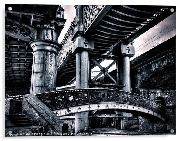 Castlefield Viaducts Acrylic by Sandra Pledger