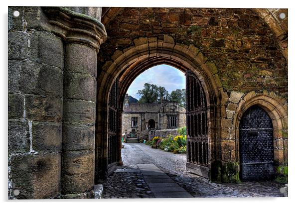 Gateway to Whalley Abbey Acrylic by Sandra Pledger