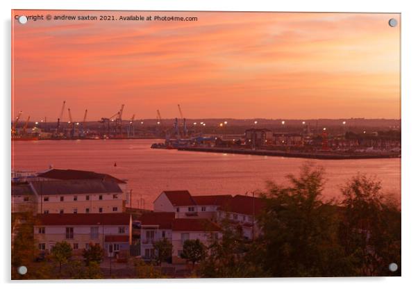 PORT SUNSET Acrylic by andrew saxton