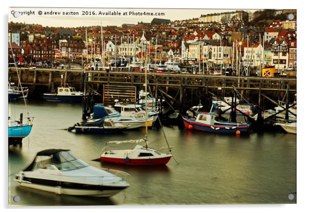 SCARBOROUGH FISHING HARBOUR Acrylic by andrew saxton