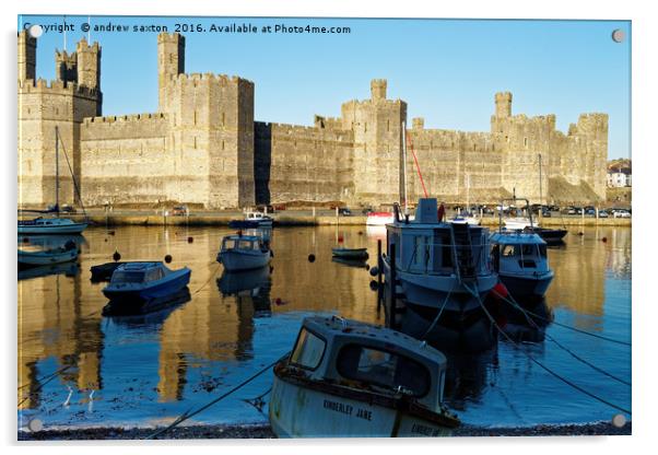 CAERNARFON CASTLE Acrylic by andrew saxton