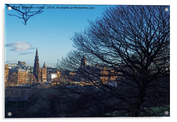 EDINBURGH TREES Acrylic by andrew saxton