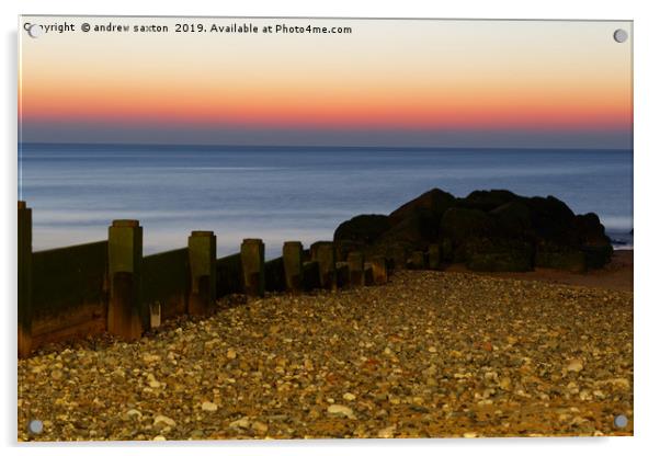 PEBBLE SUNSET Acrylic by andrew saxton