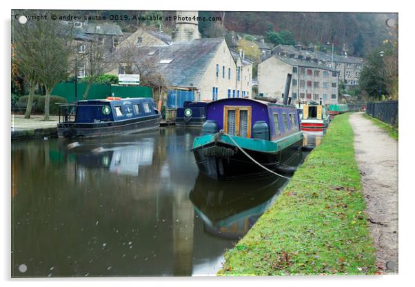 PATHSIDE MOORED Acrylic by andrew saxton