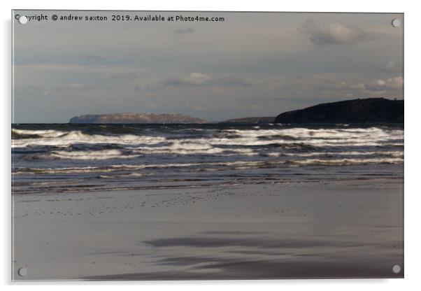 BENLLECH WHITE HORSES Acrylic by andrew saxton