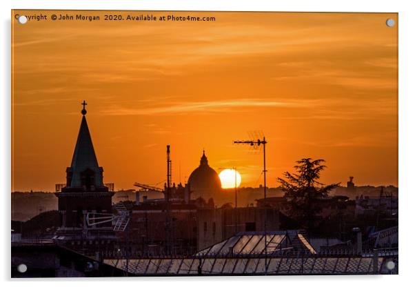 Sunset over the Vatican. Acrylic by John Morgan