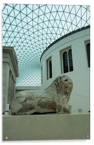 The British Museum and the Knidos Lion. Acrylic by Tony Linney