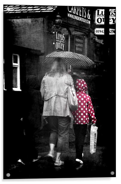 Red rain coat Acrylic by Maria Tzamtzi Photography