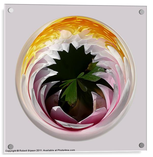 Spherical Glass paperweight Lillysphere Acrylic by Robert Gipson