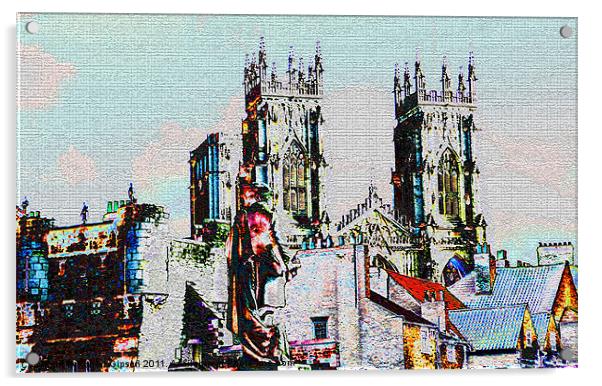 York Minster Cityscape Acrylic by Robert Gipson