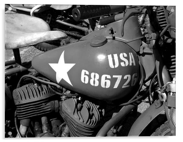 US army Motorcycle. Acrylic by Robert Gipson