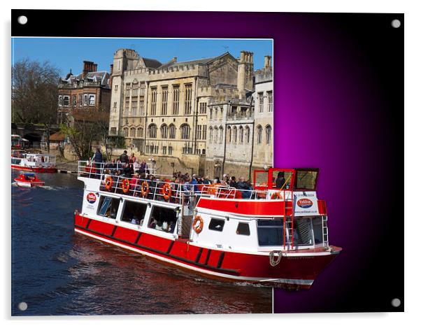 York Boat out of bounds on the river Ouse,York. Acrylic by Robert Gipson