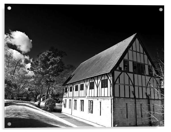 York, museum gardens, hospitium building. Acrylic by Robert Gipson