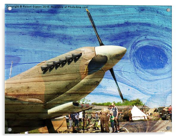    Spitfire Mk 1A aircraft on wood texture Acrylic by Robert Gipson