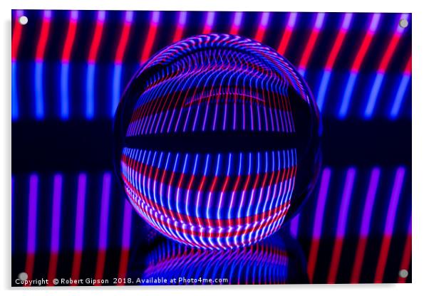 Abstract art Red and Blue in the glass ball Acrylic by Robert Gipson