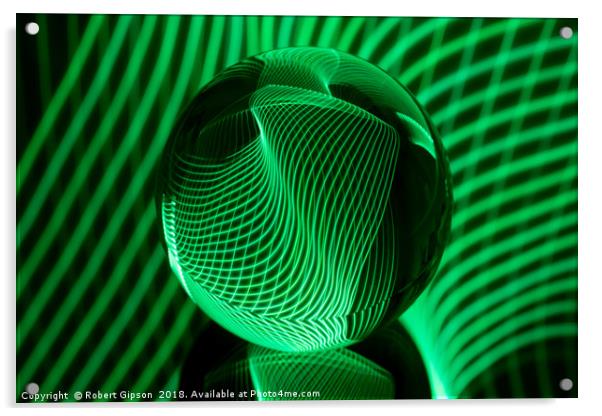 Abstract art Green in the crystal  ball Acrylic by Robert Gipson