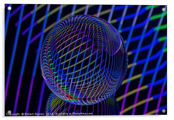 Abstract art Bright lines in the ball Acrylic by Robert Gipson