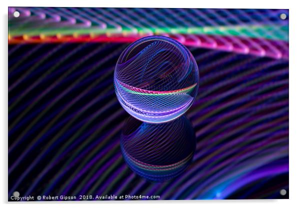 Abstract art Checkered lines in the glass ball Acrylic by Robert Gipson