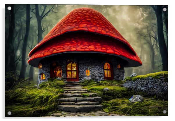 Toadstool Cottage 1 Acrylic by Steve Purnell
