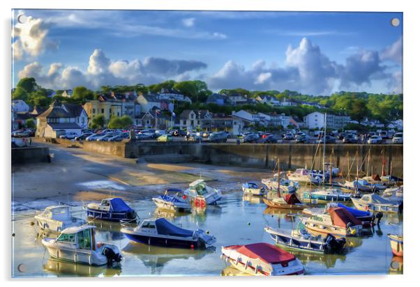 Across Saundersfoot Harbour Painted Acrylic by Steve Purnell