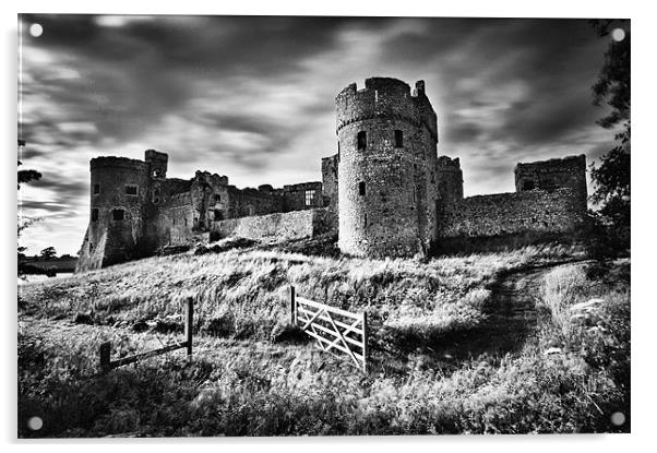 Carew Castle Long Exposure 2 Mono Acrylic by Steve Purnell