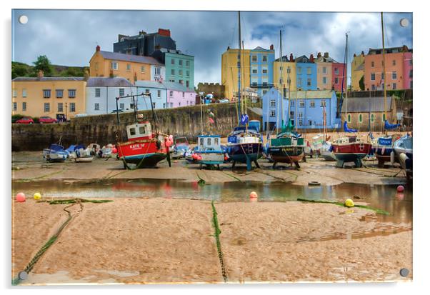 Tenby Harbour Painted Acrylic by Steve Purnell