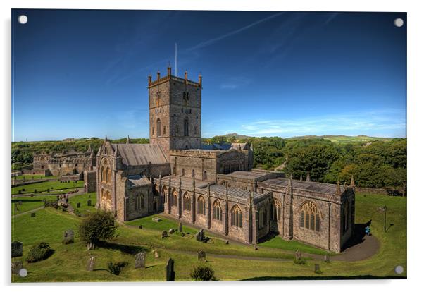 St Davids Cathedral Pembrokeshire Acrylic by Steve Purnell