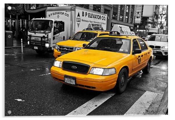 Yellow Taxi Colour Pop Acrylic by Steve Purnell