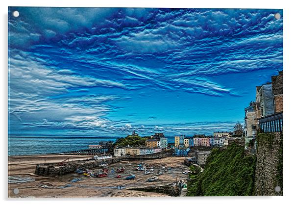 Tenby Harbour Textured Acrylic by Steve Purnell