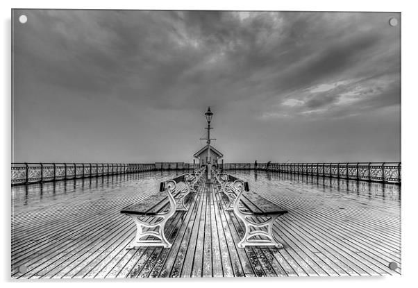 Penarth Pier 2 Black and White Acrylic by Steve Purnell