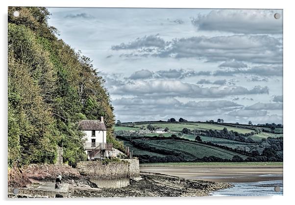 Dylan Thomas Boathouse At Laugharne Acrylic by Steve Purnell