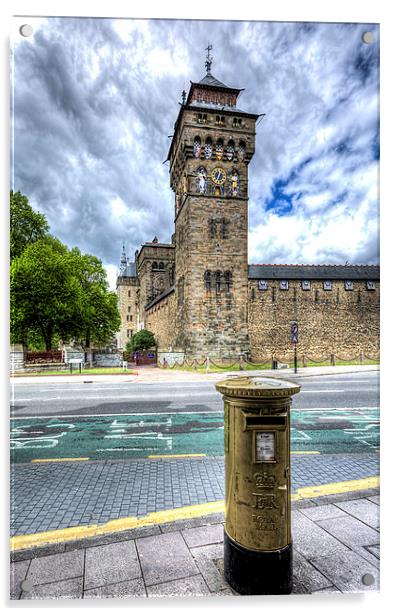 Cardiff Castle Clock Tower Acrylic by Steve Purnell