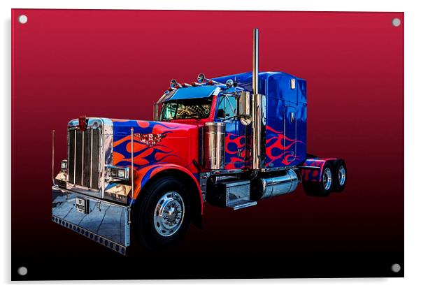 American Peterbilt Truck Red Acrylic by Steve Purnell