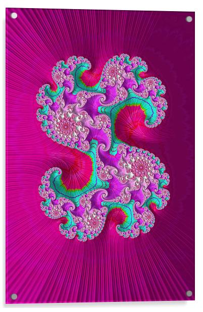 A Pink Fractal Symphony Acrylic by Steve Purnell