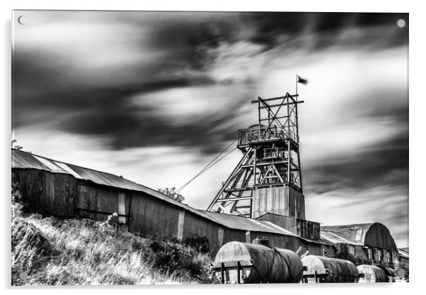 Thirty Seconds At Big Pit Mono Acrylic by Steve Purnell