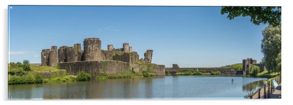 Caerphilly Castle Panorama South View Acrylic by Steve Purnell
