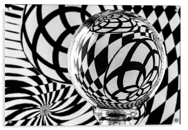 Crystal Ball Op Art 1 Acrylic by Steve Purnell
