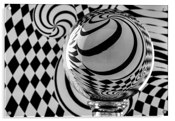 Crystal Ball Op Art 6 Acrylic by Steve Purnell