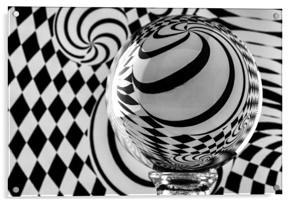 Crystal Ball Op Art 8 Acrylic by Steve Purnell