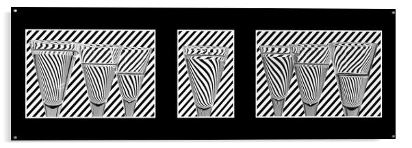 Cocktail Fun Triptych Black Acrylic by Steve Purnell