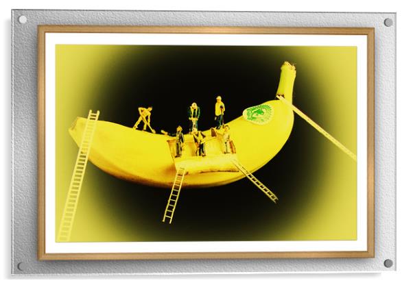 Banana Boat Mining Company Wood Frame Acrylic by Steve Purnell