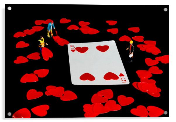 Five Of Hearts Acrylic by Steve Purnell